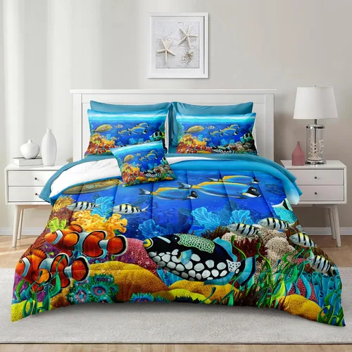 Vista 14 de Bedding_Dreamer Juego de ropa de cama Queen en una bolsa, diseño de sol y luna, espacio misterioso, decoración del hogar, edredón de plumón