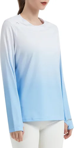 Vista 2 de Camiseta de protección solar con FPU 50+ para mujer, camiseta de manga larga para exteriores, para senderismo, natación, pesca