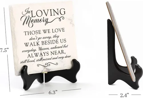 Vista 4 de LukieJac - Regalos de condolencia para la pérdida de un ser querido en memoria de madre y padre, placa con soporte de madera, regalos