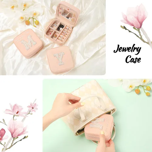 Vista 5 de 6 cajas de joyería de viaje personalizadas con 26 letras (A-Z) DIY tus letras personalizadas regalos femeninos mini cajas de joyería, aretes