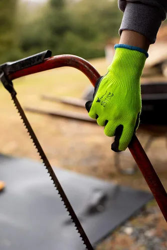 Vista 5 de G & F 1516 - Paquete de 12 pares de guantes premium de trabajo y jardinería de alta visibilidad para hombres y mujeres, guantes con palma y dedos