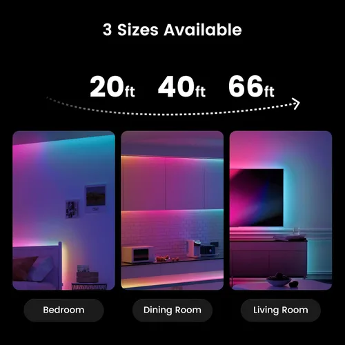 Vista 4 de YEELIGHT Tira de luces LED de 20 pies, 108 tiras de luz LED inteligentes con cambio de color DIY, tira de luz RGB con conexión Bluetooth y control
