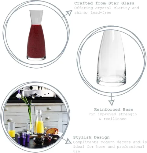 Vista 4 de Bormioli Rocco Ypsilon - Juego de 2 jarras de vidrio transparente de 18.5 onzas para servir agua, vino y bebidas, vasos modernos para mesa, comedor