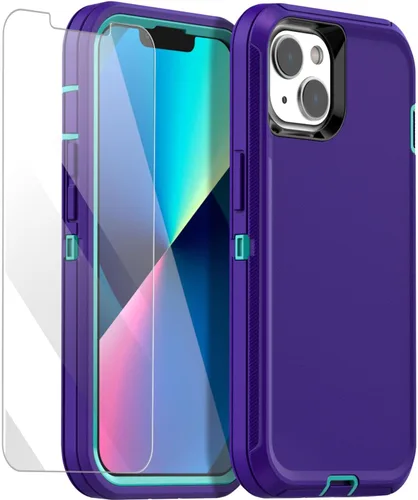 Vista 17 de AICase para iPhone 13/iPhone 14 con funda con clip para cinturón, protector de pantalla, funda protectora resistente de grado militar, protección