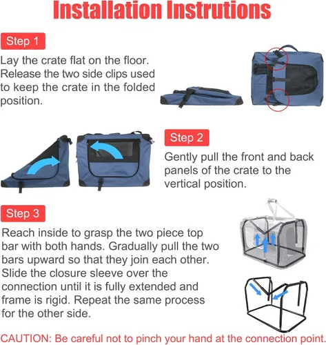 Vista 6 de Prutapet Transportador grande para gatos de 24 x 16.5 x 16.5 pulgadas, jaula portátil para perros pequeños y medianos, plegable, con cuenco plegable