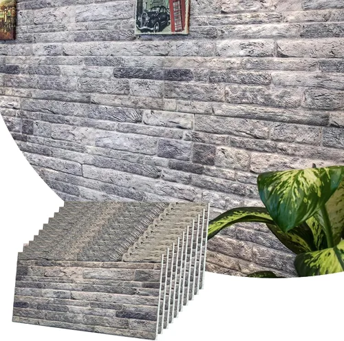 Vista 50 de Dundee Deco Paneles de pared 3D de ladrillo sintético, revestimiento, paneles de pared con aspecto de piedra gris, revestimiento de espuma