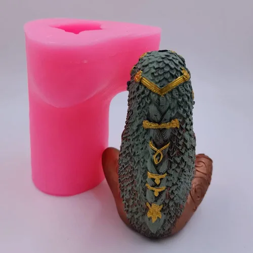 Vista 3 de Molde de vela Gaia de gran tamaño, moldes de silicona para velas de la madre de la tierra, molde de bricolaje Gaia para velas decoradas, molde