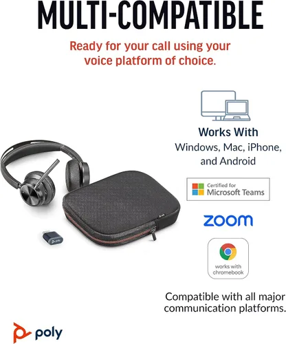 Vista 7 de Poly Voyager Focus 2 UC - Auriculares inalámbricos con micrófono (Plantronics) - Cancelación activa de ruido (ANC) - Conecta PC/Mac/Móvil a través