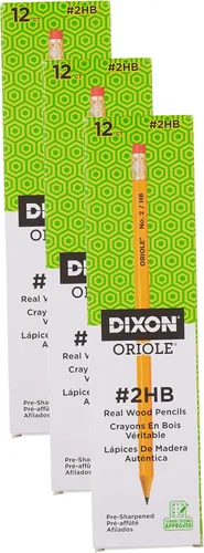 Vista 6 de Dixon Oriole (12872) caja de 12 lápices blandos número 2 de madera, núcleo negro, color amarillo., Amarillo