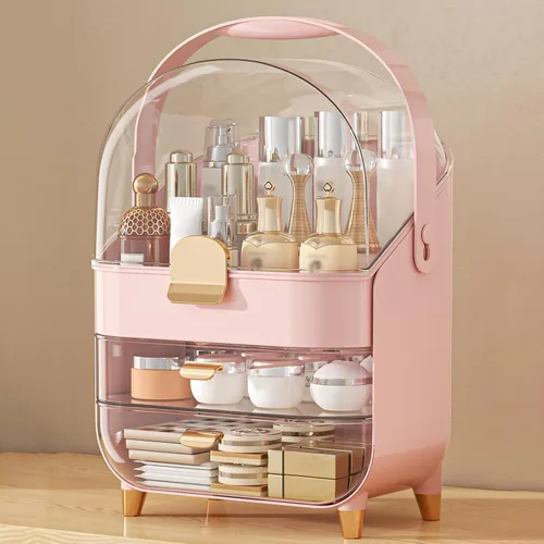 Vista 17 de Organizador de maquillaje para encimera, soporte para cuidado de la piel, organizador de mostrador de baño, caja de almacenamiento, vitrinas