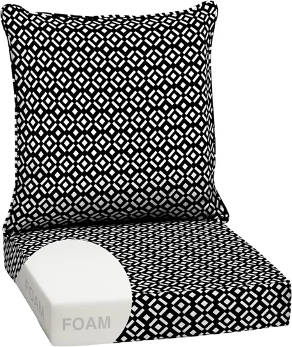 Vista 35 de Arden - Juego de cojines de asiento profundo para exteriores, espuma, 24x24, azulejos Alana