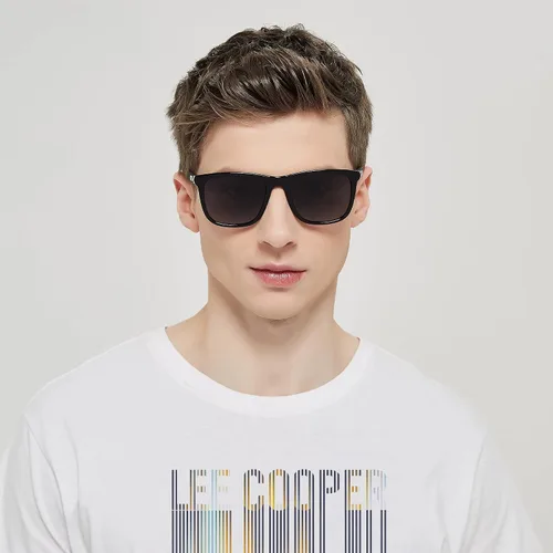 Vista 5 de Lee Cooper Gafas de sol polarizadas cuadradas para hombre Gr.Grey Lens (LC1040C03), Negro