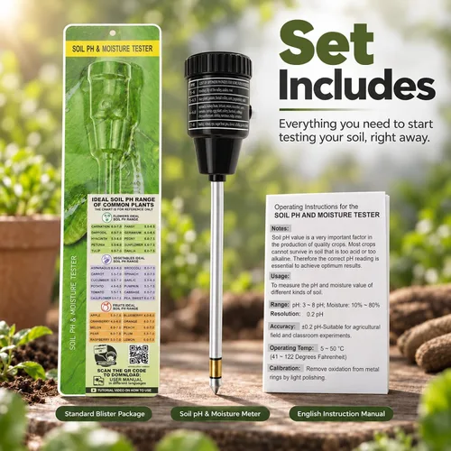Vista 11 de Medidor de pH de suelo, medidor de sensor de humedad del suelo, probador de pH del suelo, kits de herramientas de jardinería para plantas, árboles