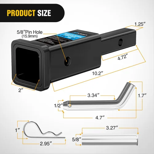 Vista 2 de Nilight Adaptador extensor de receptor de enganche de remolque, reductor de adaptador de enganche de 1-1/4 a 2 pulgadas, convertidor de manguito