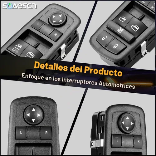 Vista 6 de Interruptor de elevalunas eléctrico Master Lado de accionamiento para Jp Grand Cherokee 2011-2013 2011 Dodge Durango, Door Lock Window Switch