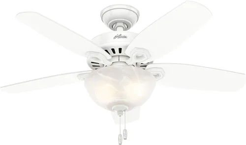 Vista 10 de Hunter Builder, ventilador de techo, para interiores, cadena de tracción, 42 pulgadas, níquel cepillado con luz LED, montaje estándar, 5