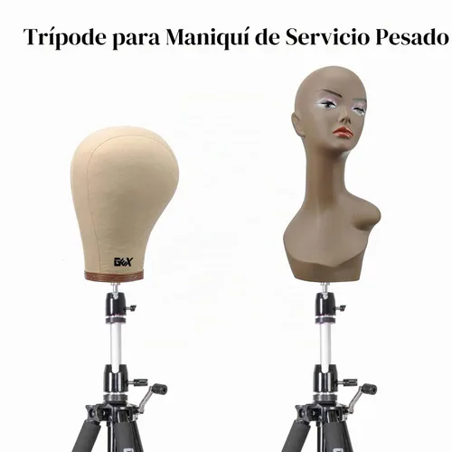 Vista 6 de GEXWORLDWIDE GEX - Soporte de trípode de maniquí resistente de 63 pulgadas para peluca, práctica de entrenamiento de cosmetología, cabeza de Negro