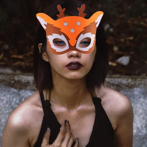 Vista 2 de Máscaras de animales de fieltro, 10 unidades, máscaras de animales de dibujos animados, suministros de fiesta de cosplay, máscaras de Halloween