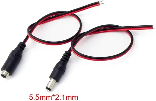 Vista 5 de Cable de alimentación de CC de 12 V 5 A, conectores macho hembra para cámara de seguridad CCTV, conectores adaptadores de corriente