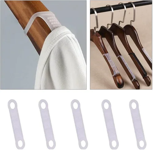 Vista 5 de 50 ganchos antideslizantes de terciopelo para colgar ganchos de goma transparentes para perchas de madera y plástico