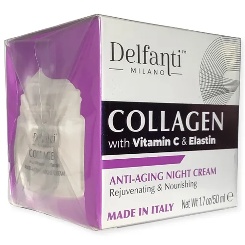 Vista 3 de Delfanti-Milano • COLÁGENO con VITAMINA C & ELASTINA • Rejuvenecedor y Nutritivo • Crema de Noche Antiedad • Hidratante Facial y Cuello • Hecho