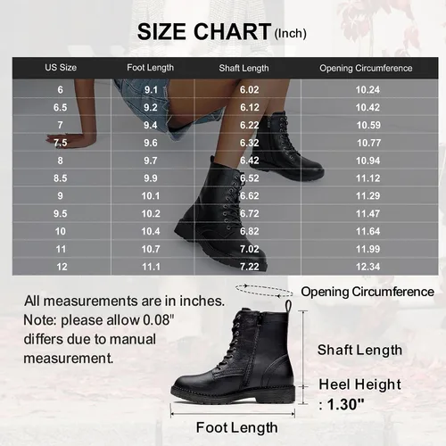 Vista 6 de Vepose Botas militares de combate para mujer, botas planas de tobillo en negro, con cremallera interior, estilo 925