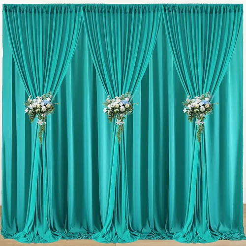 Vista 48 de Cortina de fondo azul bebé de 10 pies x 8 pies sin arrugas para fiesta, cortinas de fondo de poliéster azul para fotografías, decoraciones para baby