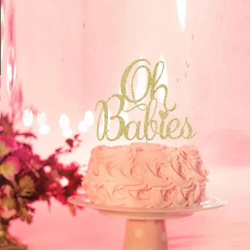 Vista 3 de Oh Babies - Decoración para tartas para gemelos, baby shower, revelación de género para niños y niñas, bebés de 6 meses, suministros de decoración