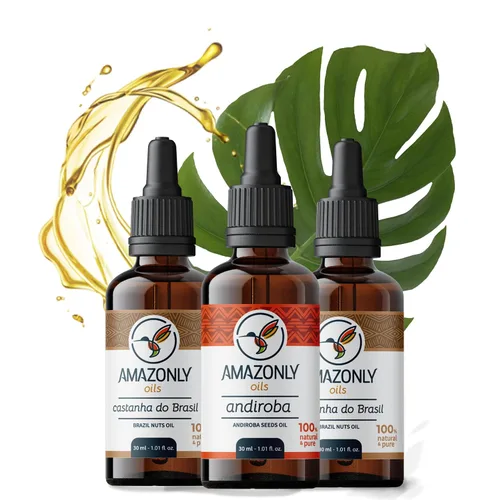 Vista 11 de AMAZONLY Botanic Bliss Collection - Aceite vegetal amazónico de nuez de Brasil, Andiroba y Pracaxi para cabello y piel, paquete de 3