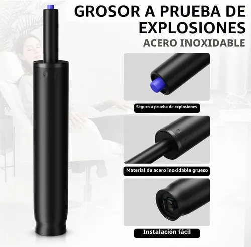 Vista 3 de Sytopia Piezas de repuesto de cilindro de silla de oficina de 11.5 a 17.5 pulgadas, carrera de 6 pulgadas, resistente 1000 libras, pistón de choque