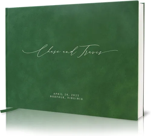 Vista 18 de MUUJEE Libro de visitas personalizado con brillo bronce - Libro de invitados moderno personalizado de alta calidad para recepción de boda, fiesta