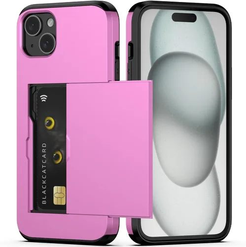 Vista 47 de Nvollnoe Compatible con iPhone 15 Funda con ranura para tarjetas, resistente, protectora de doble capa, a prueba de golpes, ranura oculta