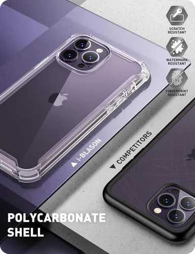 Vista 4 de i-Blason Ares - Funda diseñada para iPhone 14 Pro de 6.1 pulgadas (versión 2022), funda transparente resistente de doble capa con protector