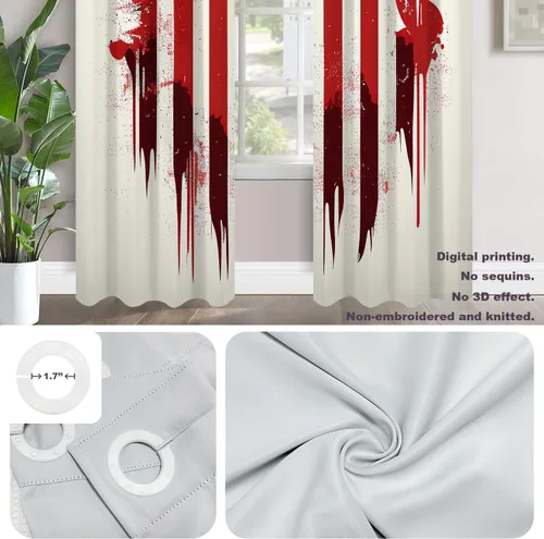 Vista 285 de Batmerry American Flag Ink Dot Blackout Tier Curtains, Red Blue White Stars Abstract Thermal Insulated Half Curtain Rod Pocket Small Valance for