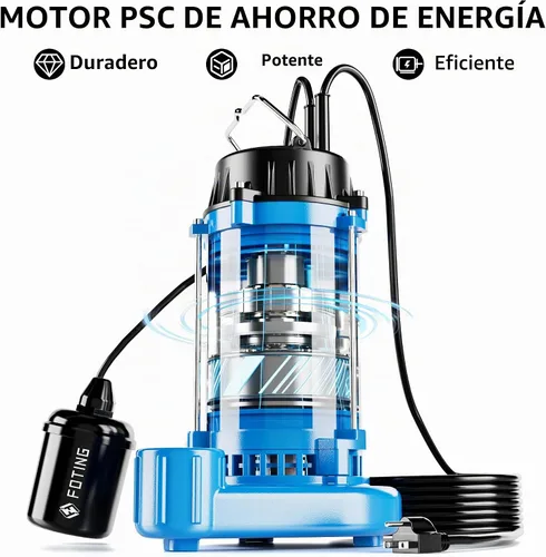 Vista 6 de FOTING 1HP 6000 GPH Bomba sumergible de aguas residuales/efluentes – Hierro fundido resistente – Bomba séptica de 115 V para cuenca de sumidero