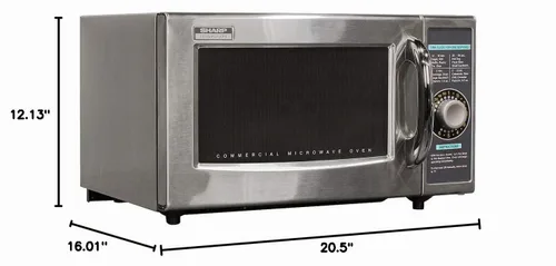 Vista 8 de Sharp R-21LCFS Horno de microondas comercial de servicio medio (temporizador de dial, 1000 vatios, 120 voltios) (Actualización de R-21LCF), plateado