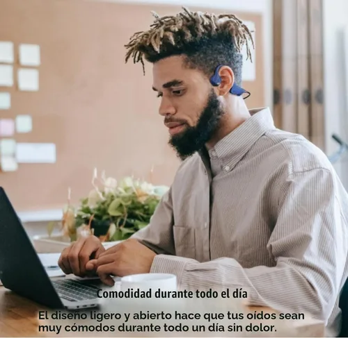 Vista 4 de Auriculares inalámbricos de conducción ósea Bluetooth con micrófono de larga duración de batería, impermeables, para correr, ciclismo, senderismo