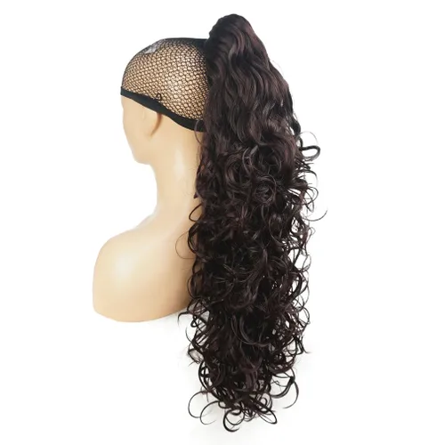 Vista 9 de Lydell 30" largo rizado peinado clip en garra cola de caballo extensión pelo sintético postizo 9.88 oz con un clip de mandíbula/garra (negro)