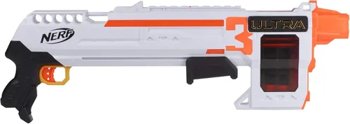 Vista 3 de Nerf Ultra Three Blaster, acción de bomba, clip interno de 8 dardos, 8 dardos Ultra, compatible solo con dardos Ultra