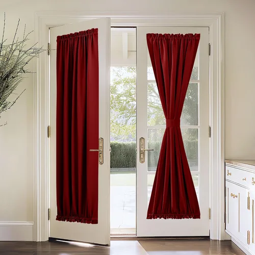 Vista 33 de PONY DANCE Persianas para puertas – Paneles opacos para tratamiento de ventanas, cortinas sólidas de alta resistencia con bolsillo para barra