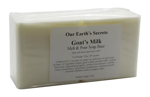 Vista 3 de Our Earth's Secrets jabón base con leche de cabra para derretir y verter, 2 lb