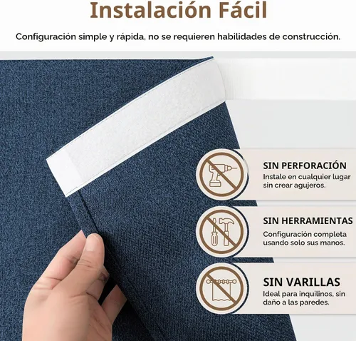 Vista 4 de Foxdecor Cortinas opacas adhesivas para dormitorio, sala de estar, 36 pulgadas de largo, sin taladro, aislamiento térmico y protección UV, cortinas