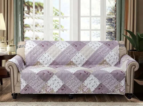 Vista 18 de Brilliant Sunshine Blue Toile Funda Acolchada con Quilted para Silla, 23 pulgadas de Ancho de Asiento, Protector de Muebles Antideslizante, Correa