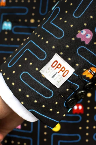 Vista 3 de Opposuits Men's Suit - PAC-Man Pixel Arcade Game Costume - Slim Fit - Black - Includes Blazer, Pants and Tie