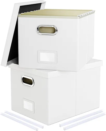 Vista 28 de Oterri Organizador de Archivos, Caja de Archivos, Gabinete de Archivos para Almacenamiento de Carpetas de Archivos Tamaño Carta, Organizador