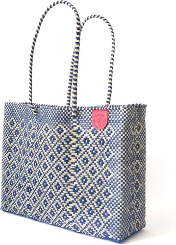 Vista 3 de Mixte Tejido Super Bolso de Mano, Bolso de Plástico Reciclado Tejido a Mano, Bolso Tejido Mexicano, Bolso de Playa, Bolso de Verano, Bolso de Playa
