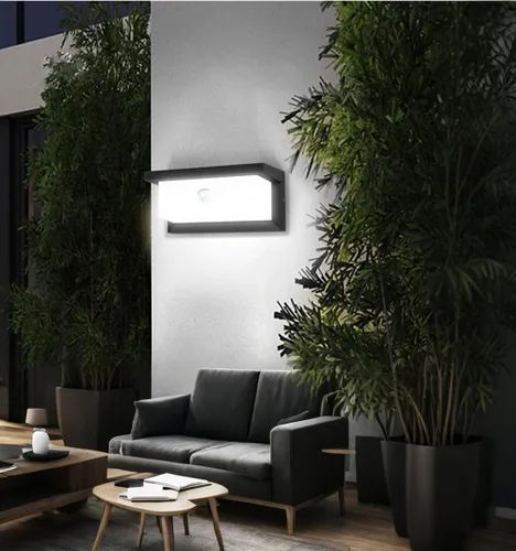 Vista 5 de iKenta Luces de porche al aire libre con sensor de movimiento, 18 W, 6000 K, IP65, impermeable, iluminación exterior para exteriores, aplique de Luz