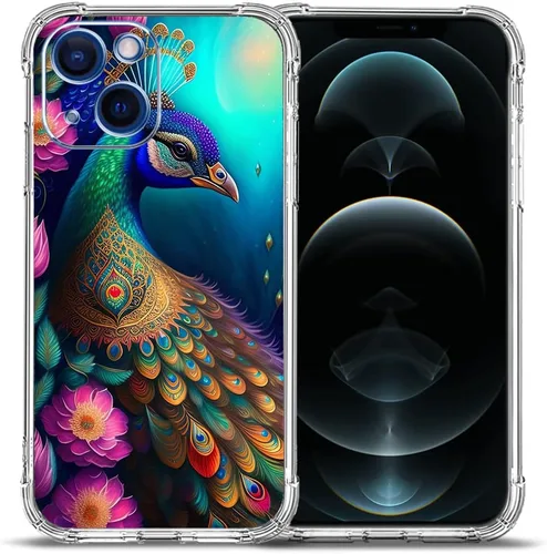 Vista 11 de Funda para iPhone 12, diseño de mariposas azules, rosas, protección contra caídas, a prueba de golpes, TPU de cuerpo completo, resistente a