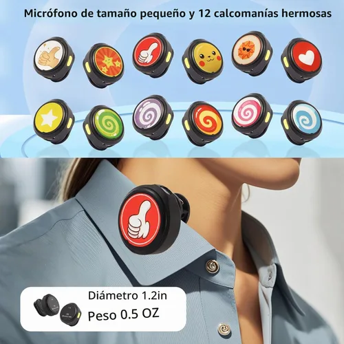 Vista 2 de Micrófono Lavalier personal inalámbrico de regalo con calcomanías culturales para iPhone 17/16/15/Android, cancelación de ruido, micrófono