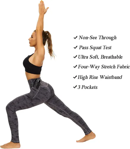 Vista 6 de iniber Pantalones de yoga de cintura alta con bolsillos para mujer, elásticos en 4 direcciones, suaves, para correr, entrenamiento, pantalones